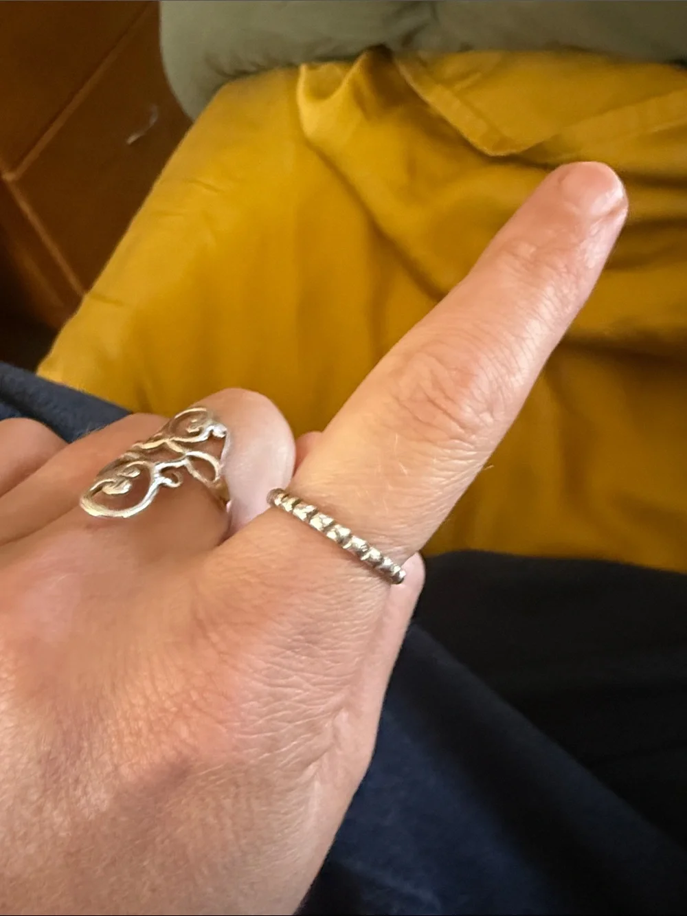 Solid Sterling silver beaded ring